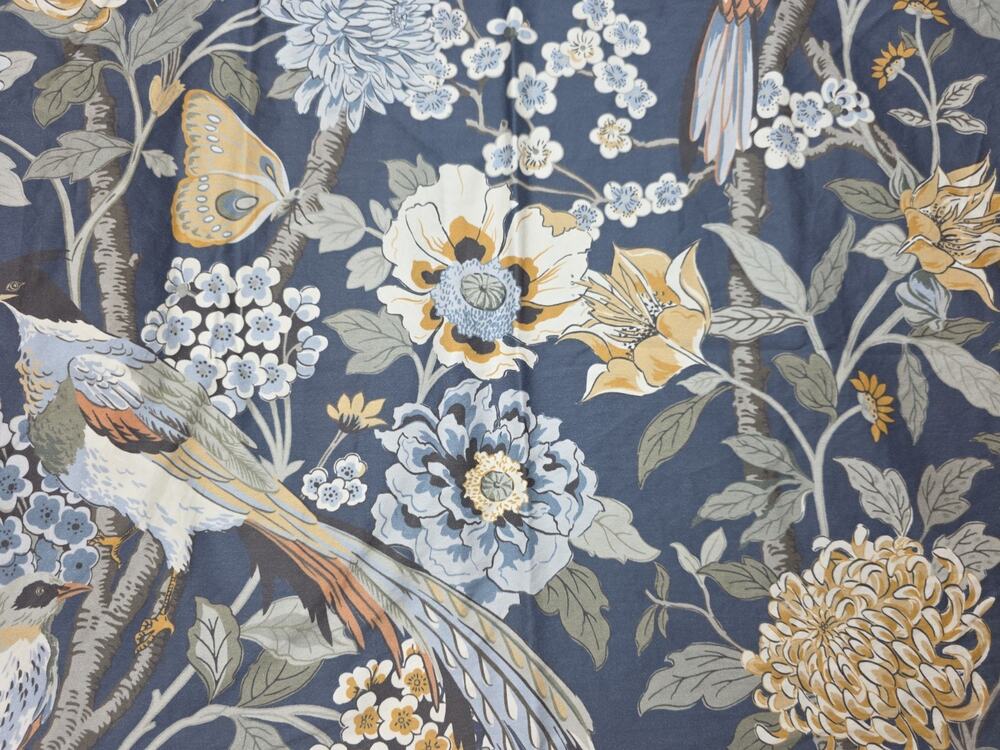 Pottery Barn Bloom Floral Sateen Standard Pillowcase Navy Botanical Cotton